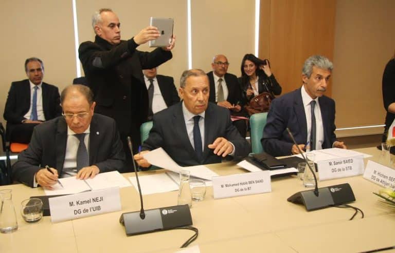 NPM : De gauche à droite, Kamel Neji, DG UIB, Mohamed Habib Ben Saad, DG de la BT et Samir Saied, DG de la STB 