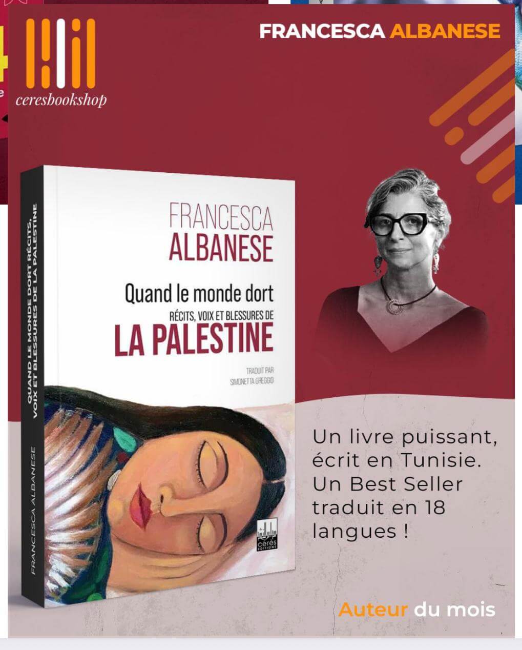 FILT 2026: Francesca Albanese à Tunis pour présenter son nouvel ouvrage, « Quand le monde dort : Récits, voix et blessures de la Palestine »